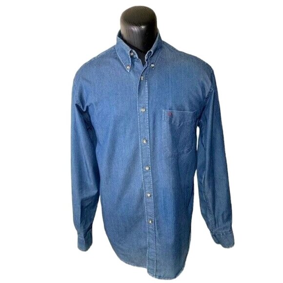 Vintage Diesel Denim Shirt Men Sz 41/42 LT Blue Button Up Casual Long Sleeve - Picture 1 of 12